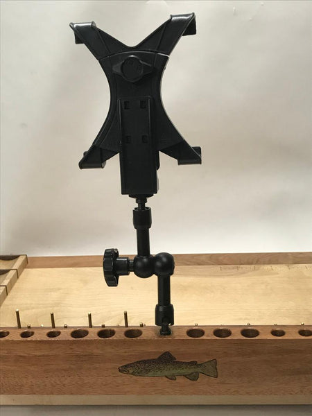 Back side of the Tablet holder attached to the A/V tool that is screwed into the thread insert.