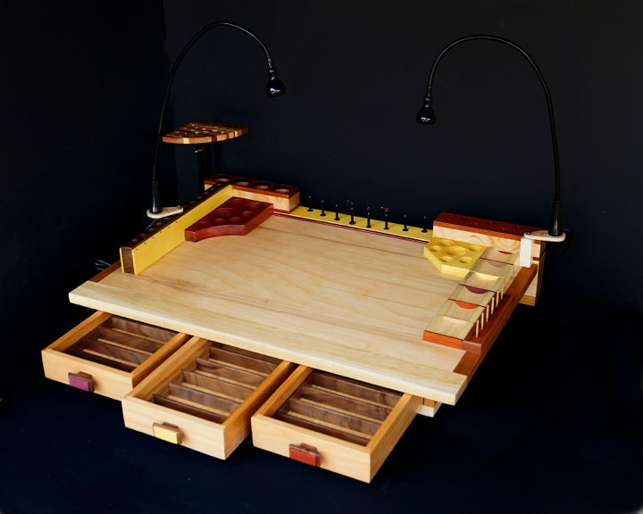 thumbnail image 2 of Extra Large Fly Tying Station – Wooden Base, 400mm X 800mm, Includes Feathers & Body Tubing, Made In UK 2 of 4