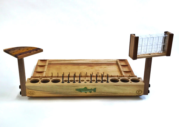 The Trophy fly tying bench comes with eight fly clips for displaying your coolest creations!
