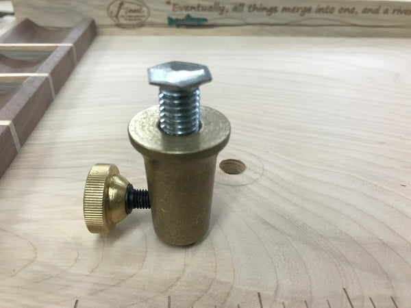 The thin head of this customized bolt is for attaching the vise stem holder in the two drawer Rainbow, allowing proper drawer clearance.